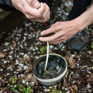 Worker Repairing Landscape Light